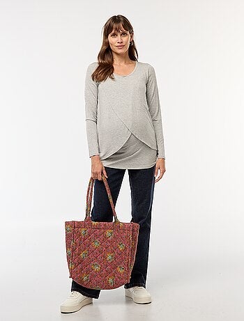 Borstvoedings-T-shirt met gemêleerd effect