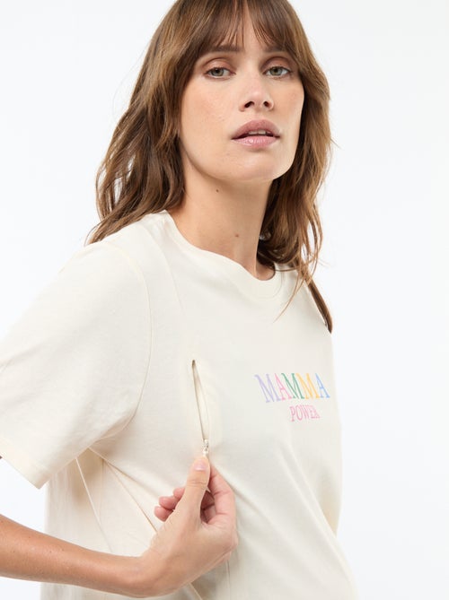 Borstvoedings-T-shirt met korte mouw en print - Kiabi