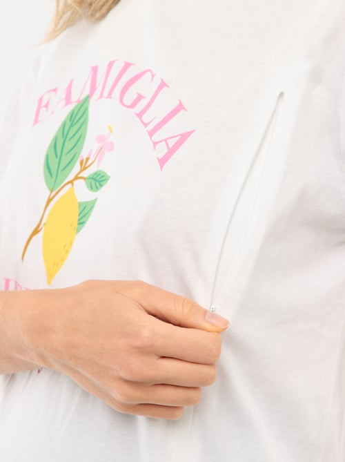 Borstvoedings-T-shirt met korte mouw en print - Kiabi