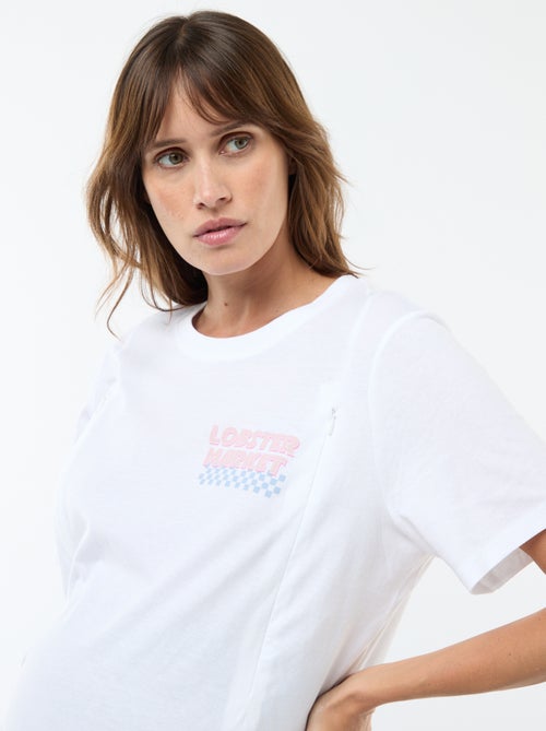 Borstvoedings-T-shirt met korte mouw en print - Kiabi