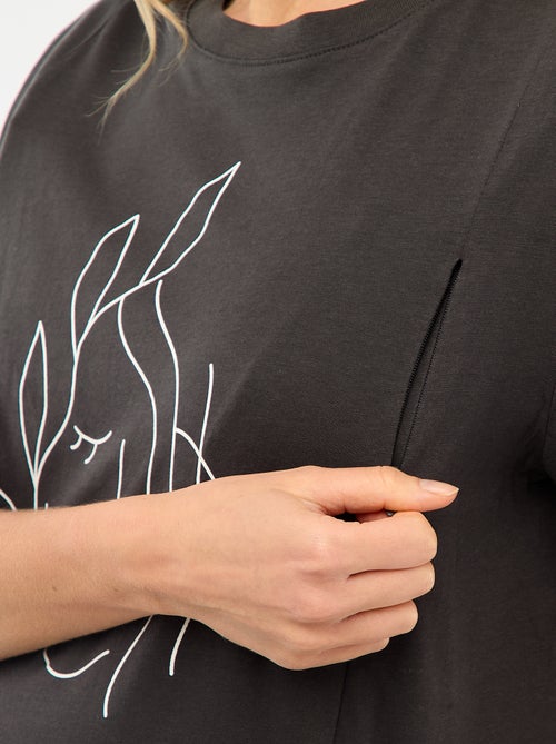 Borstvoedings-T-shirt met korte mouw en print - Kiabi