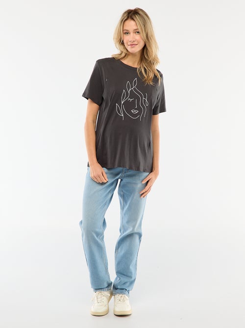 Borstvoedings-T-shirt met korte mouw en print - Kiabi