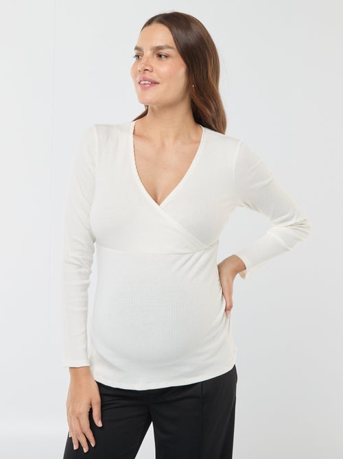 Borstvoedings-T-shirt met overslag - Kiabi