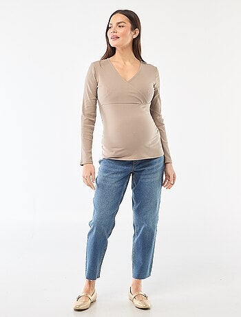 Borstvoedings-T-shirt van ribstof