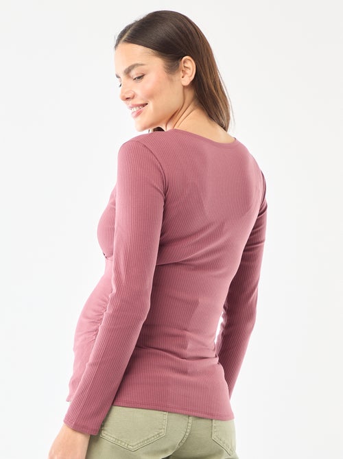 Borstvoedings-T-shirt van ribstof - Kiabi