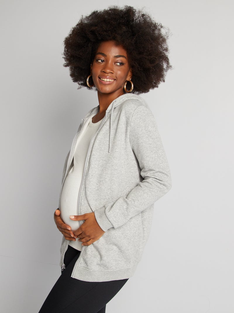 Borstvoedingshoodie met rits GRIJS - Kiabi