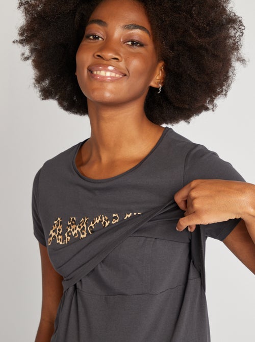 Borstvoedingsnachthemd met opschrift - Kiabi