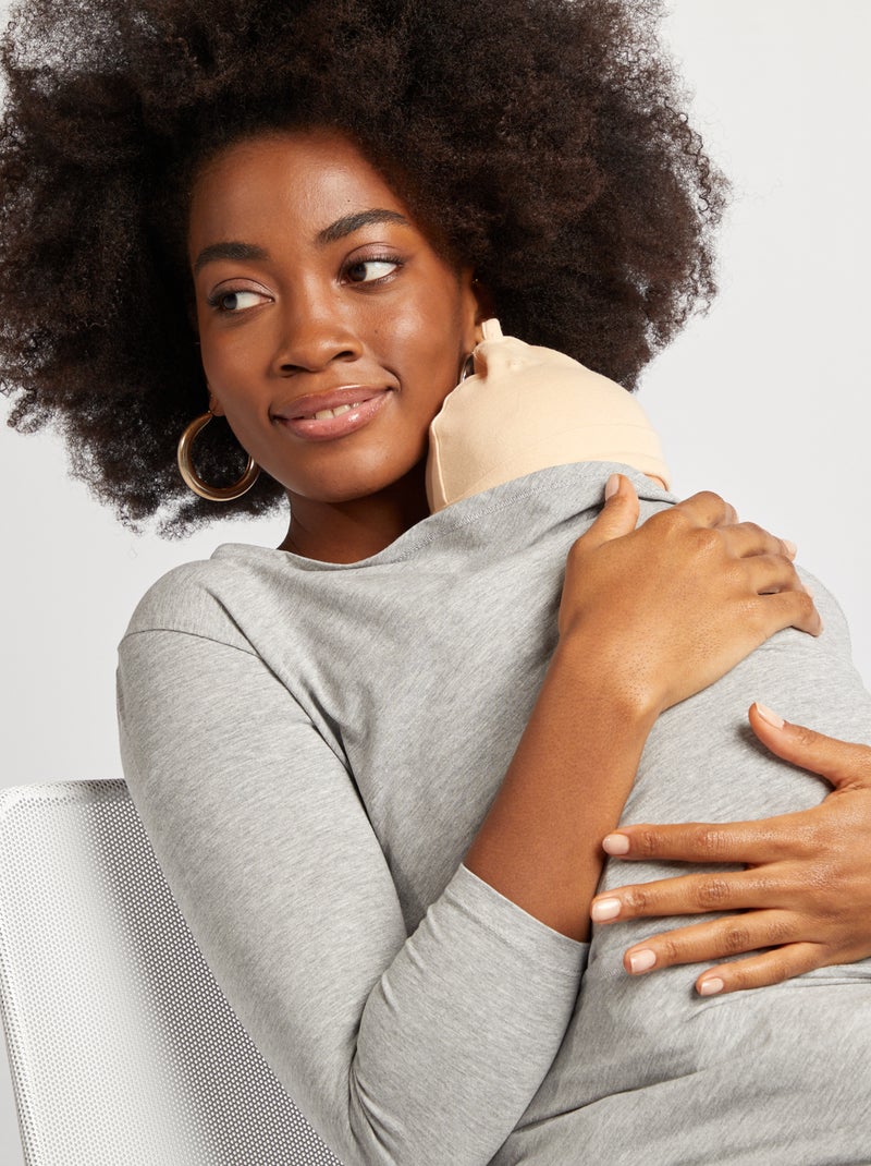 Borstvoedingsshirt met kangoeroezak GRIJS - Kiabi