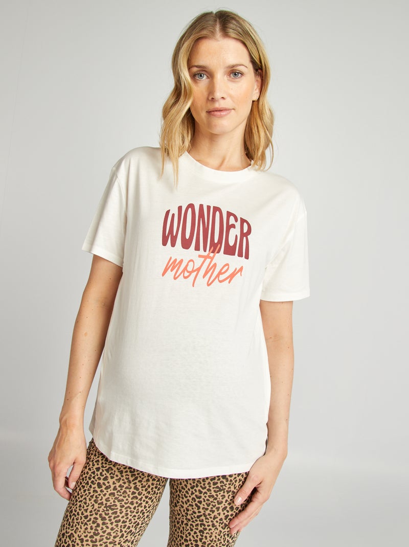 Borstvoedingsshirt met print WIT - Kiabi
