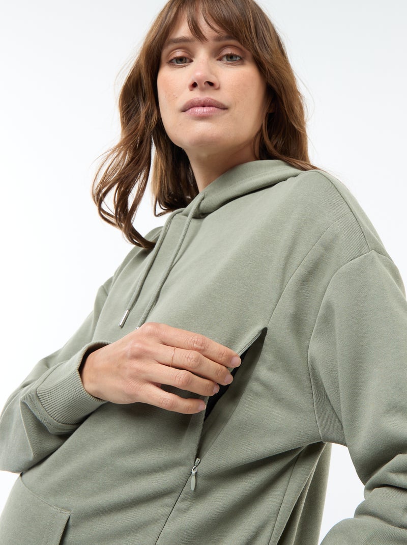 Borstvoedingssweater met capuchon Groen - Kiabi