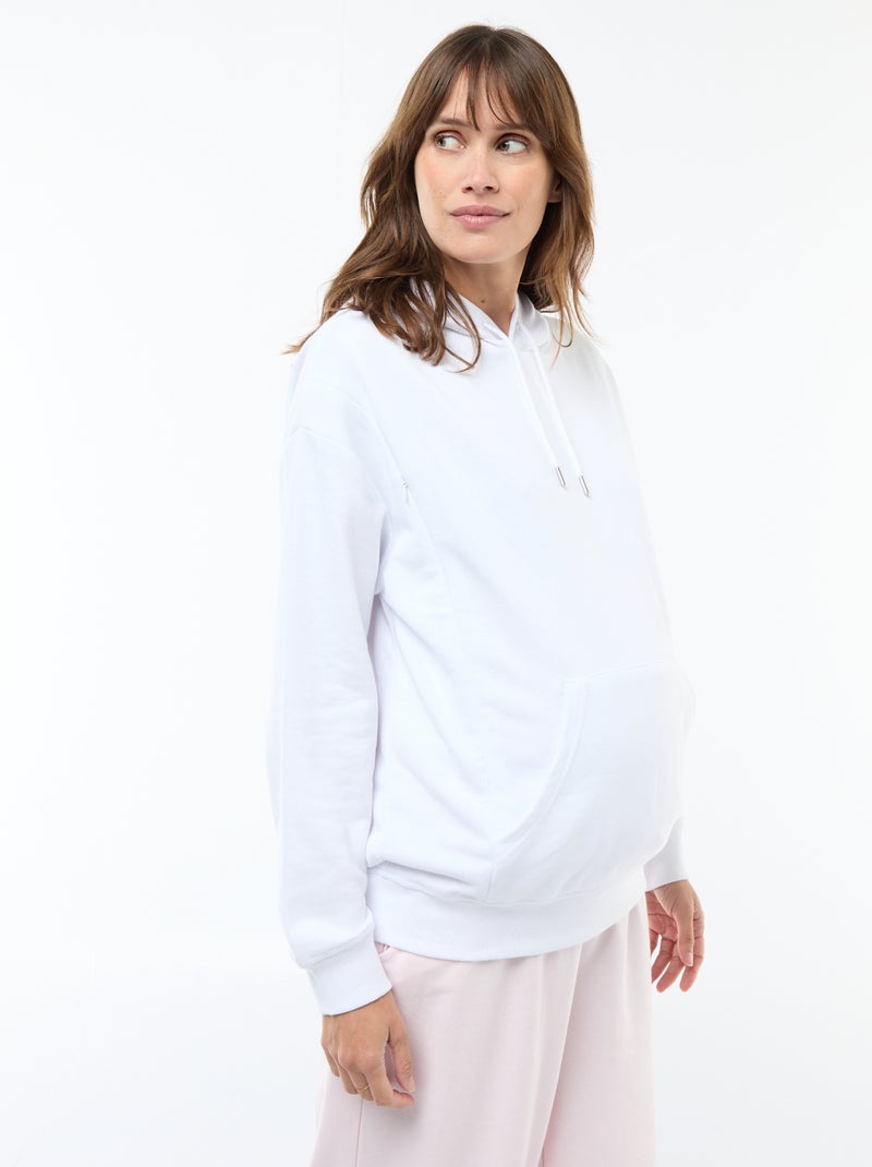 Borstvoedingssweater met capuchon wit - Kiabi