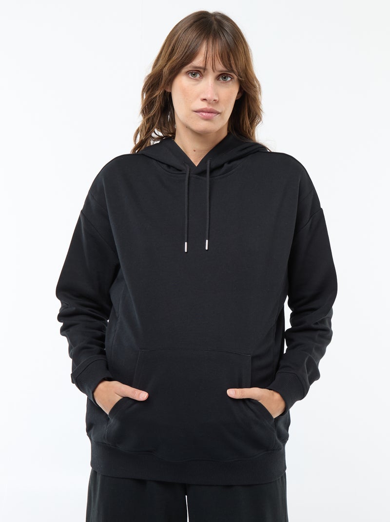Borstvoedingssweater met capuchon zwart - Kiabi