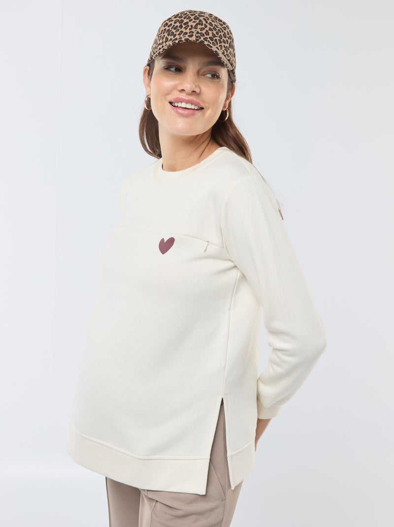 Borstvoedingssweater met opschrift Biege - Kiabi