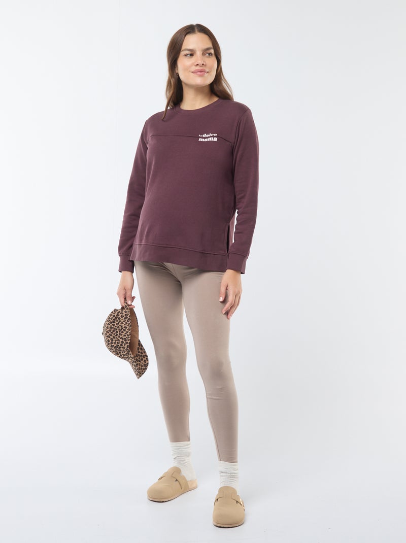 Borstvoedingssweater met opschrift Bruin - Kiabi