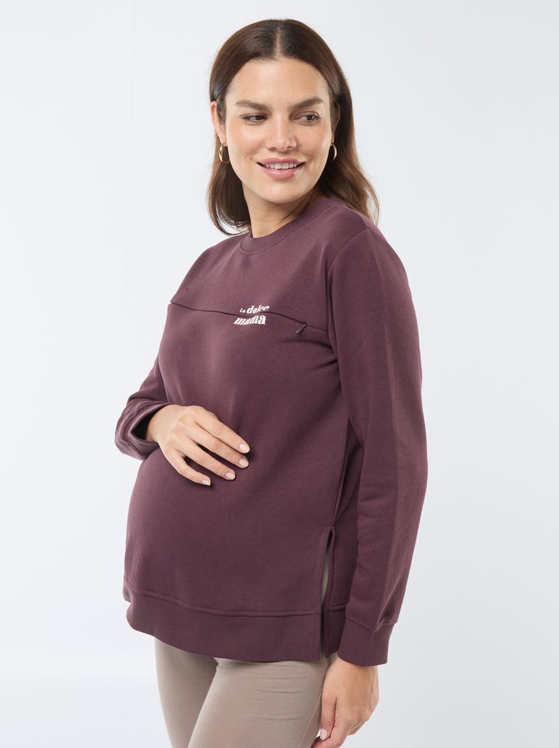 Borstvoedingssweater met opschrift Bruin - Kiabi