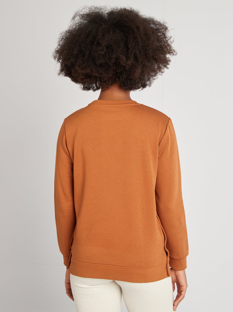 Borstvoedingssweater met print BRUIN - Kiabi