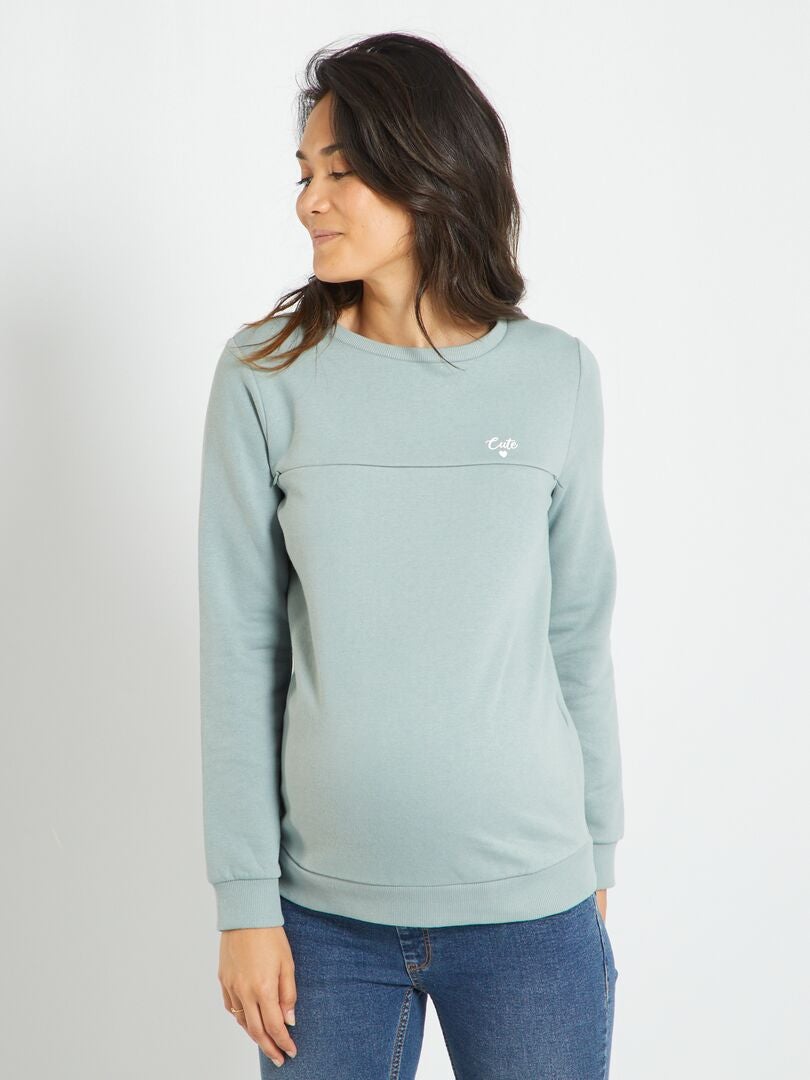 Borstvoedingssweater met print GROEN - Kiabi