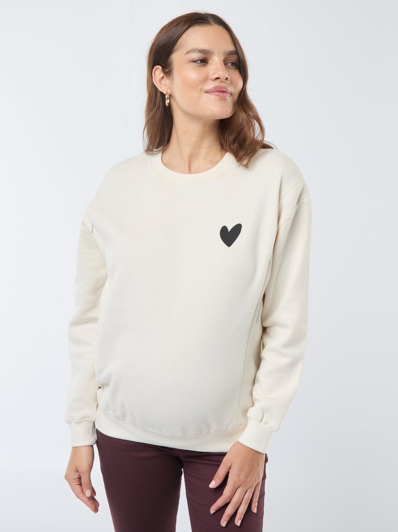 Borstvoedingssweater van joggingstof Biege - Kiabi