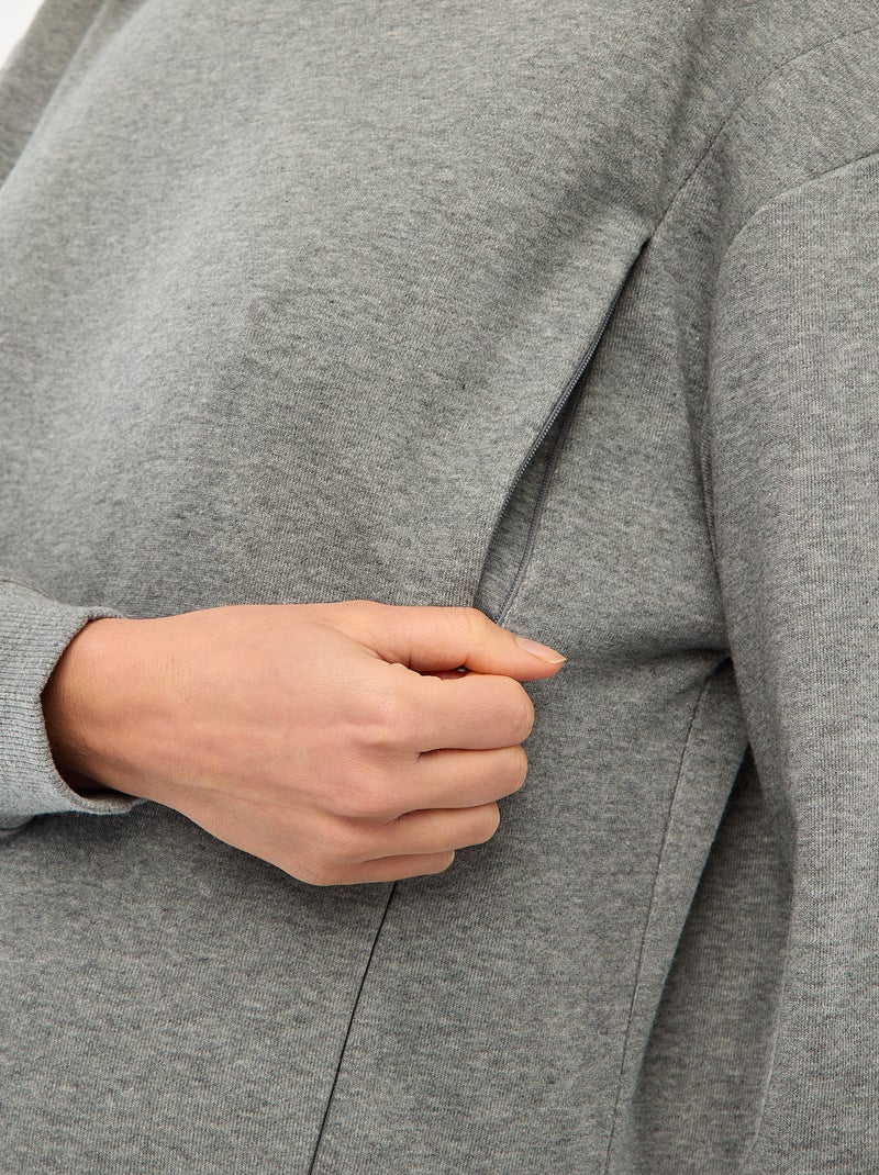 Borstvoedingssweater van joggingstof Grijs - Kiabi