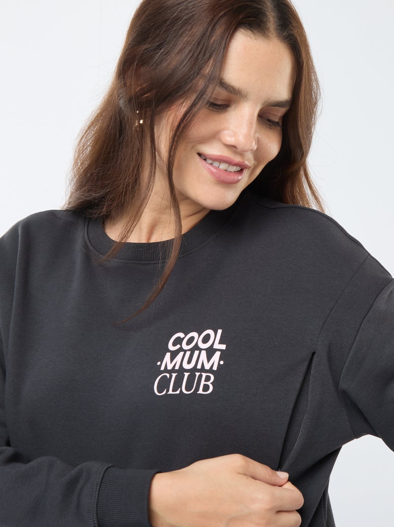 Borstvoedingssweater van joggingstof Zwart - Kiabi