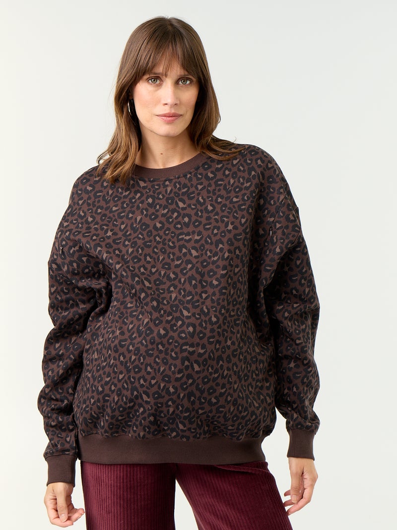 Borstvoedingssweatshirt met print Bruin - Kiabi