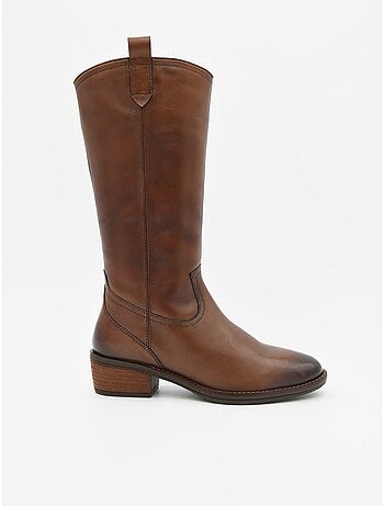 Botte à talons cuir naturel purapiel