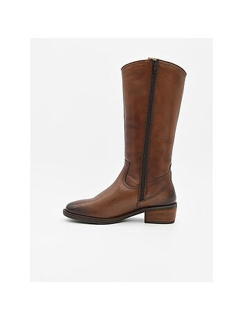 Botte à talons cuir naturel purapiel