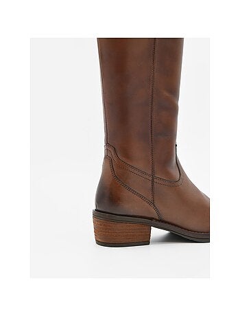 Botte à talons cuir naturel purapiel