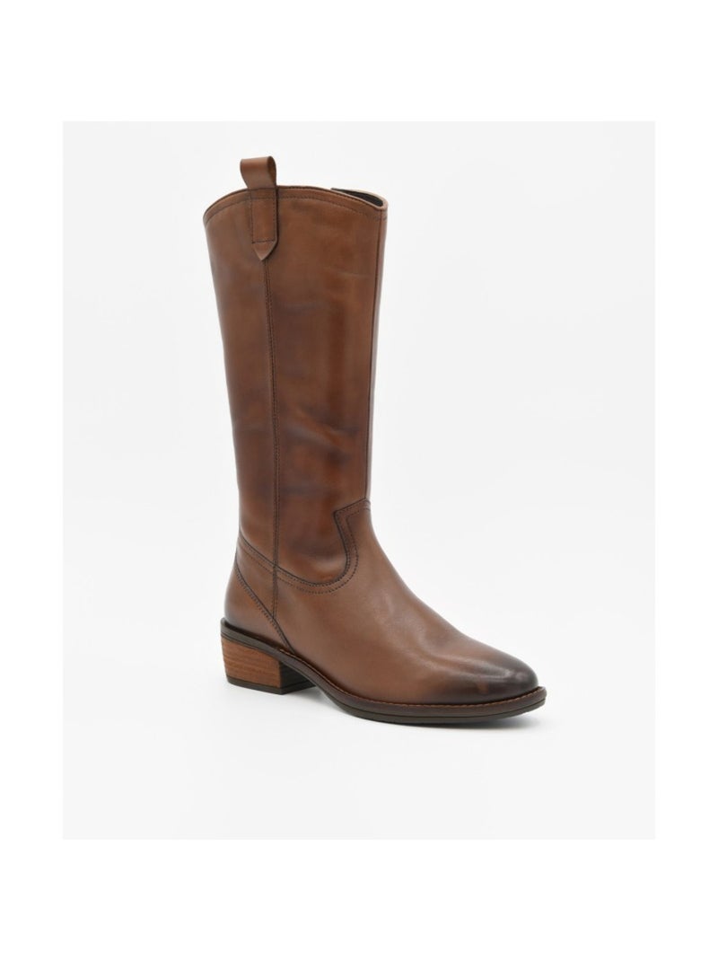Botte à talons cuir naturel purapiel Marron - Kiabi