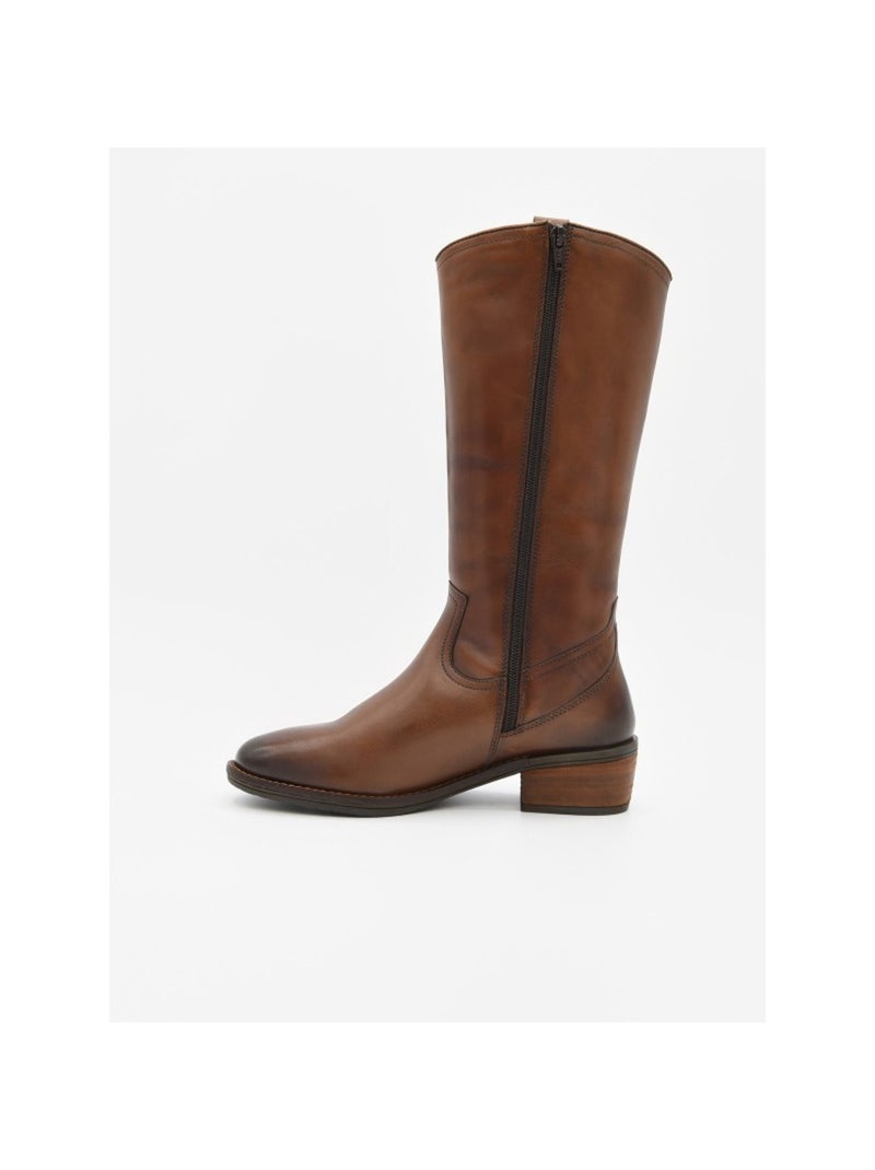 Botte à talons cuir naturel purapiel Marron - Kiabi