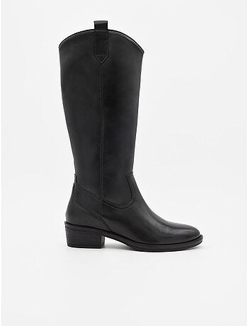 Botte à talons cuir naturel purapiel
