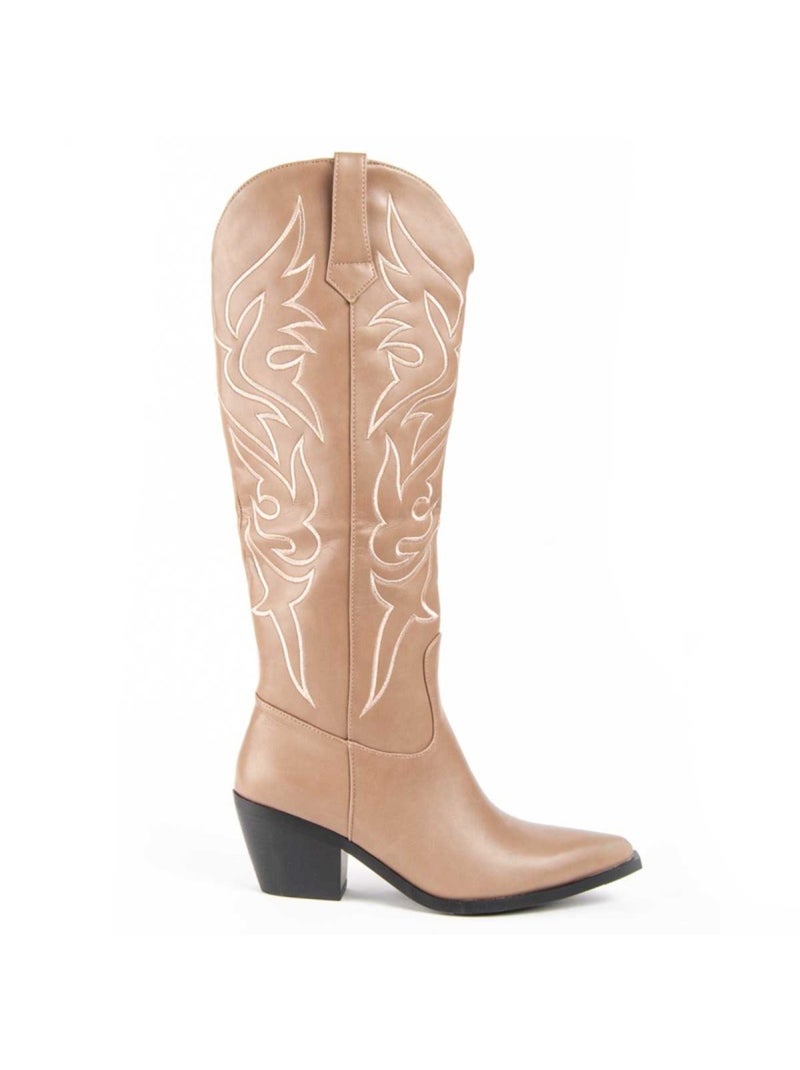 Botte à Talons Matériel Synthétique Montevita Beige - Kiabi