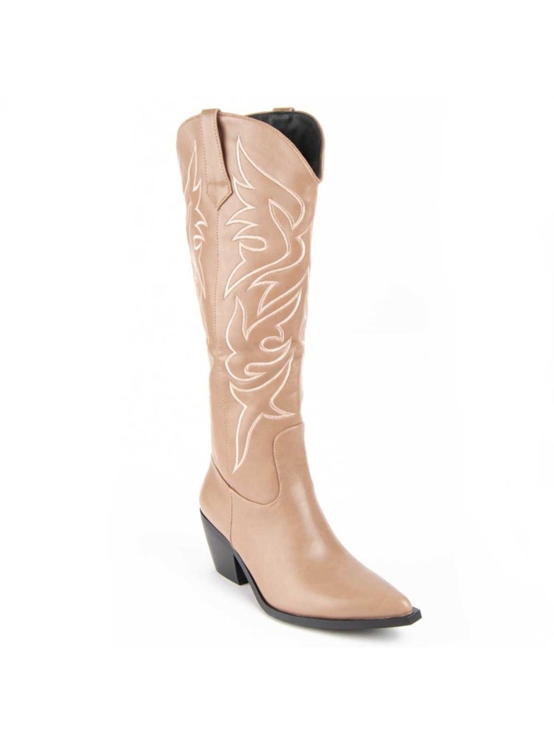 Botte à Talons Matériel Synthétique Montevita Beige - Kiabi