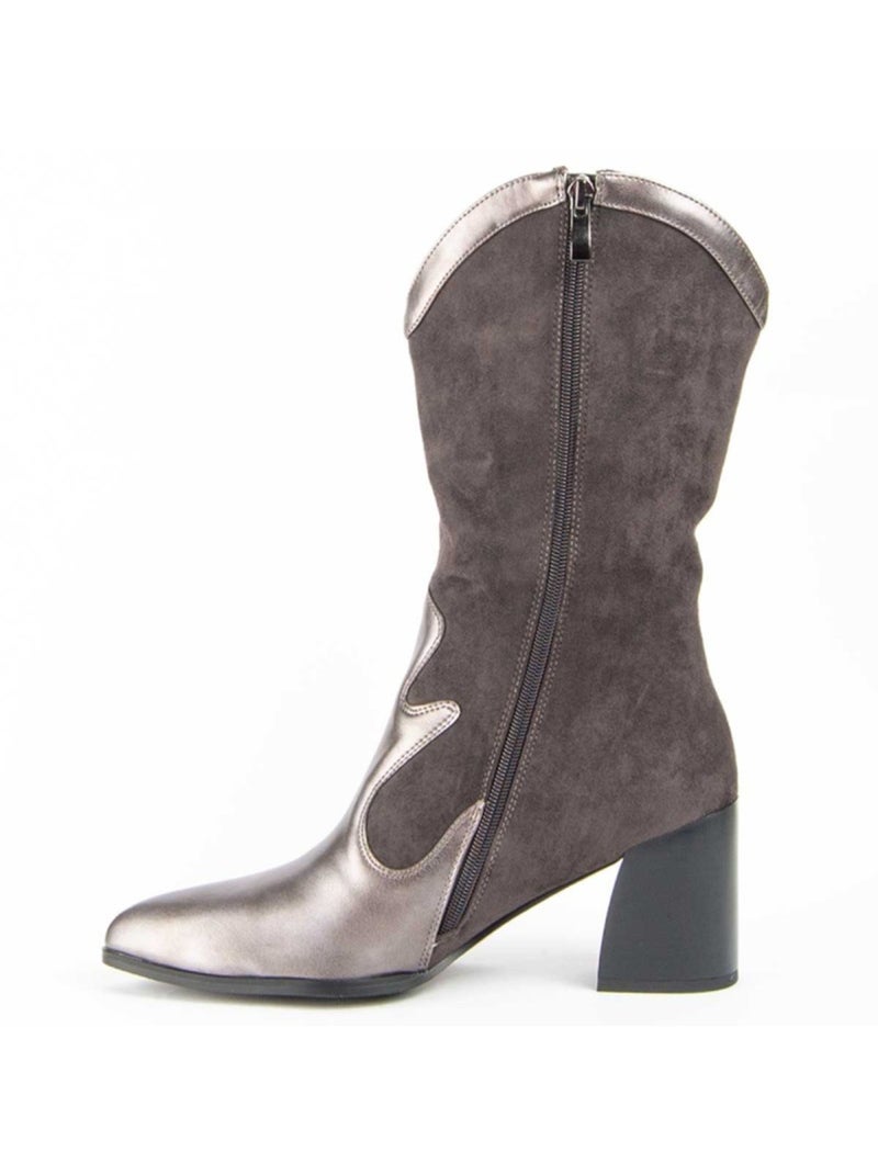 Botte à Talons Matière Synthétique Et Textile Montevita Gris - Kiabi