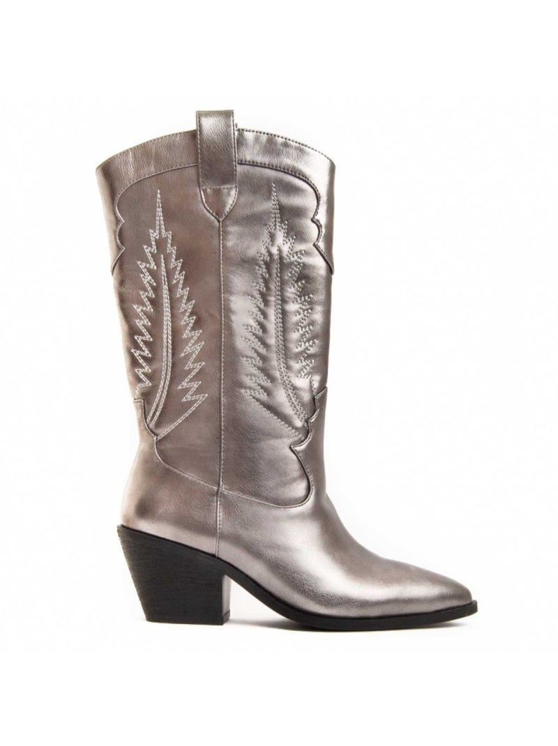 Botte à Talons Matière Synthétique Et Textile Montevita Gris - Kiabi