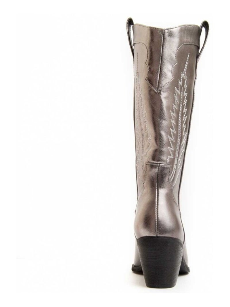 Botte à Talons Matière Synthétique Et Textile Montevita Gris - Kiabi