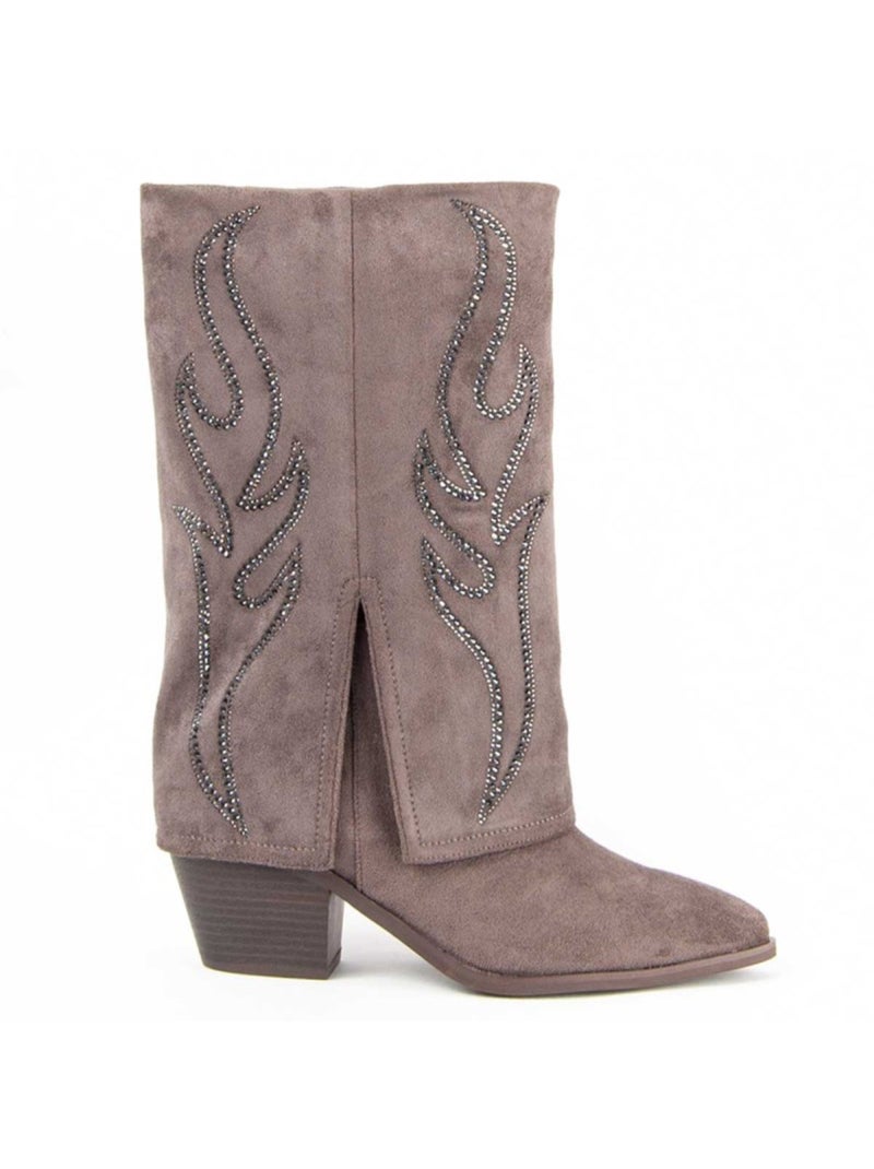 Botte à Talons Matière Synthétique Et Textile Montevita Gris - Kiabi
