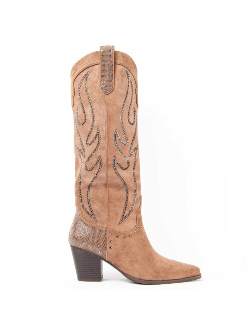 Botte à Talons Matière Synthétique Et Textile Montevita Marron - Kiabi