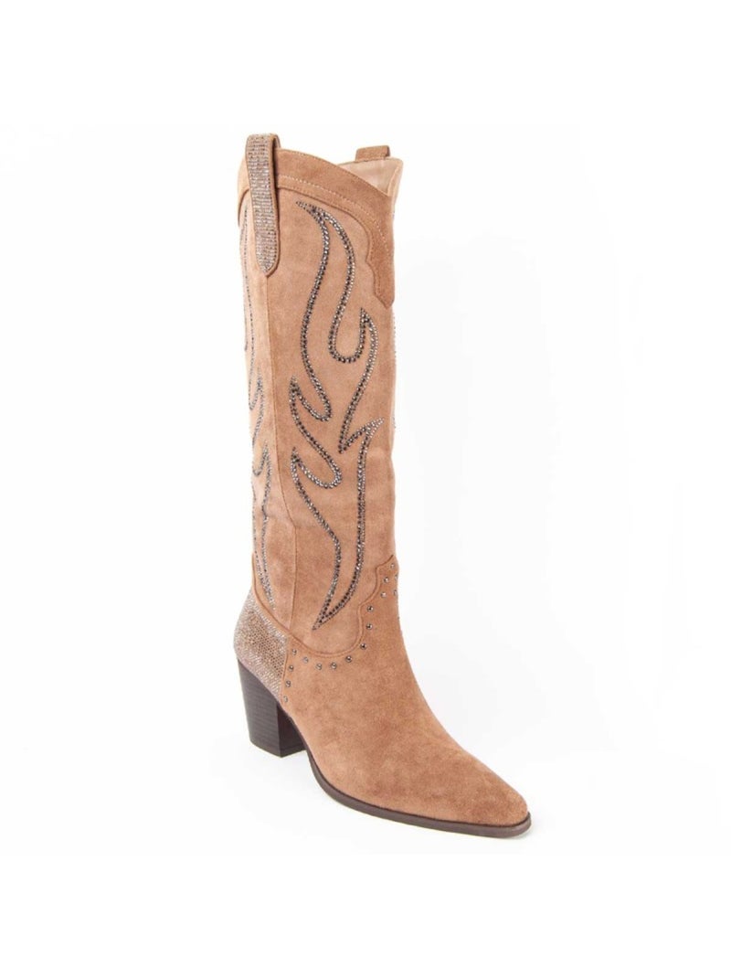 Botte à Talons Matière Synthétique Et Textile Montevita Marron - Kiabi