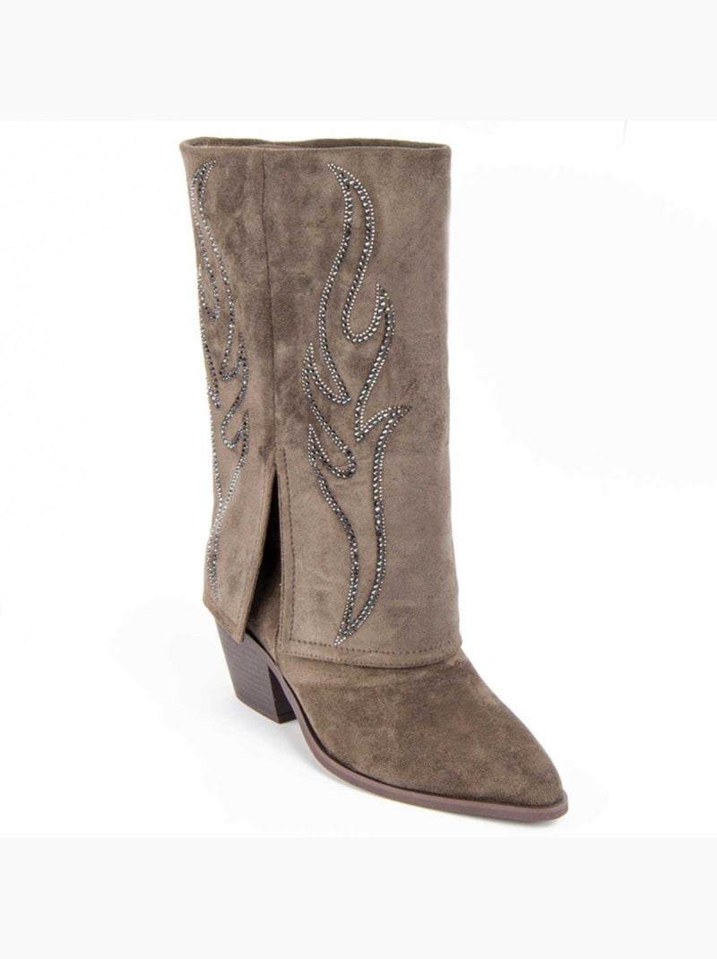Botte à Talons Matière Synthétique Et Textile Montevita Vert - Kiabi