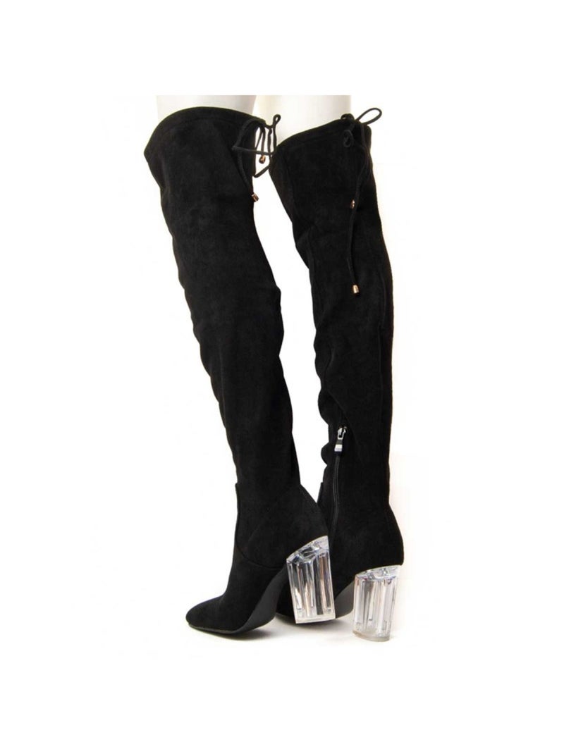 Botte à Talons Tissu Montevita Noir - Kiabi