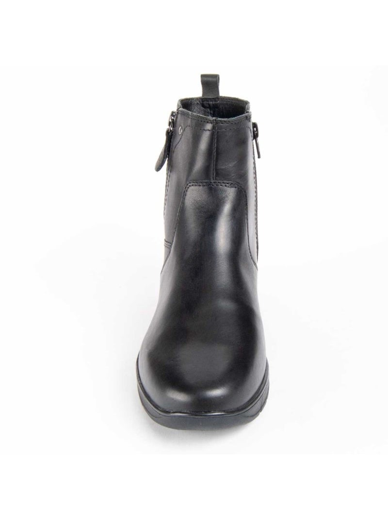 Botte De Cheville Cuir Naturel Purapiel Noir - Kiabi
