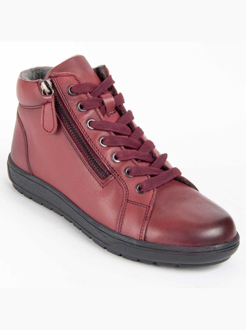 Botte De Cheville Cuir Naturel Purapiel Rouge - Kiabi