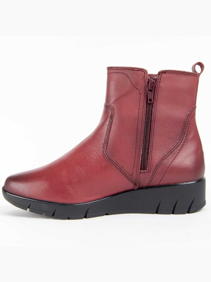 Botte De Cheville Cuir Naturel Purapiel Rouge - Kiabi