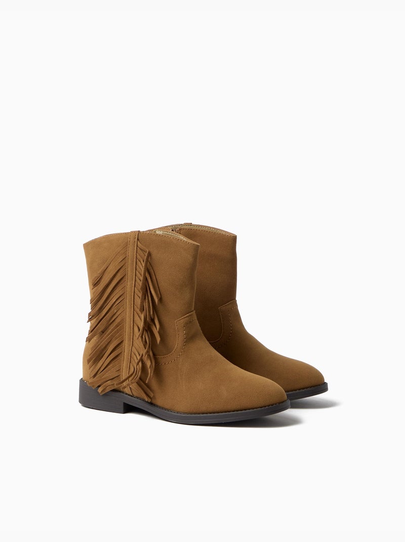 Bottes à franges, mo fashion Beige - Kiabi