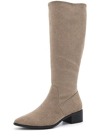 Bottes à talon cuir naturel purapiel
