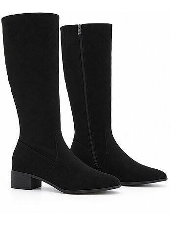 Bottes à talon cuir naturel purapiel