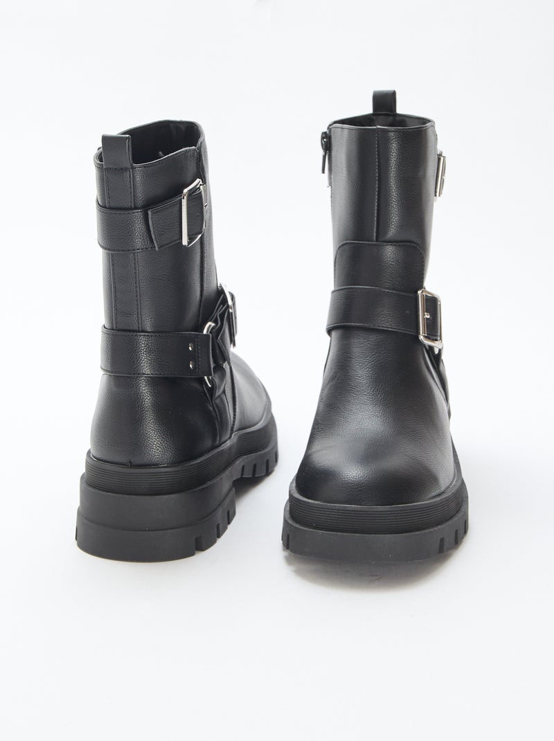 Bottes courtes unicolore Noir - Kiabi