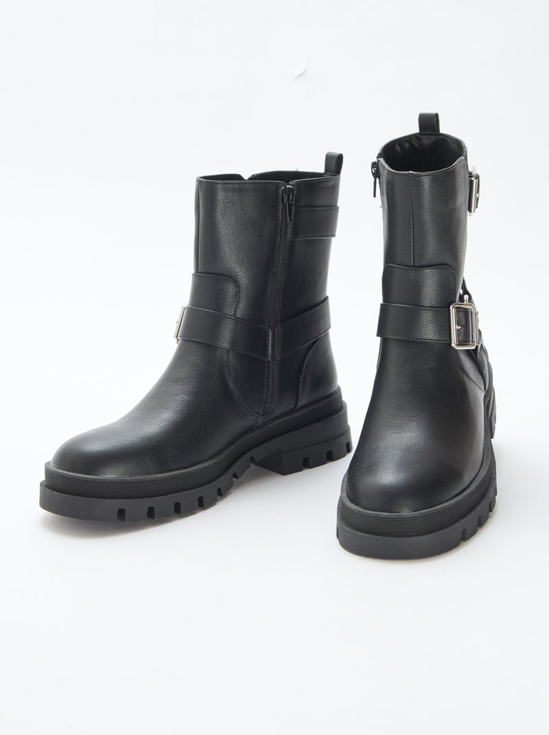 Bottes courtes unicolore Noir - Kiabi