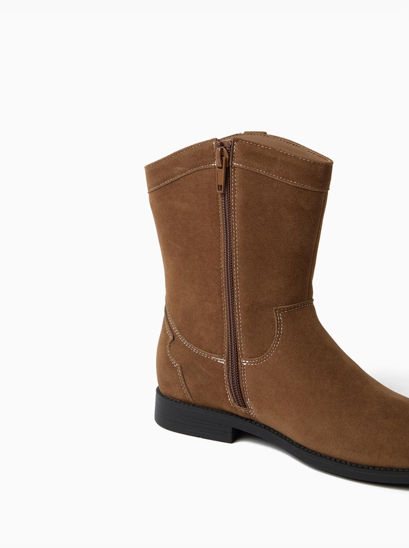 Bottes de cowboy brodées, mo fashion Marron - Kiabi